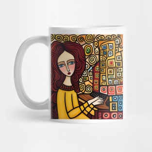 Young woman Typing Mug